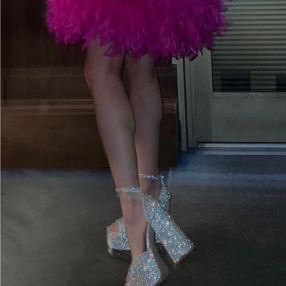 Steve Madden Charlize Platform Silver Rhinestone Chunky Heels Worn once - Picture 3 of 16